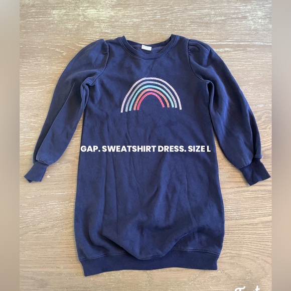 Girls size Lg Gap Sweatshirt dress. Navy with metallic rainbow. 🌈 - Picture 1 of 1